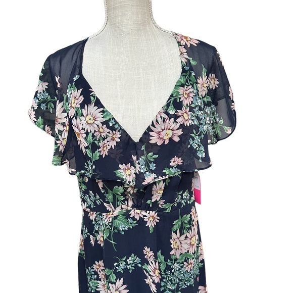 Betsey Johnson Flutter Sleeve Chiffon Maxi Dress‎ with Floral Print Size: 4 New! - Picture 14 of 14